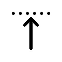 Arrow-up-to-dotted-line icon in black color and outline style
