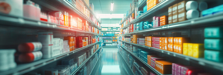A bustling pharmacy where shelves are filled with colorful currency, each representing different medical breakthroughs and their value to society.  