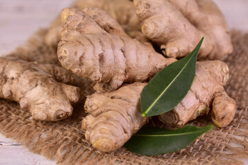 Ginger. Close-up. Ginger root.
