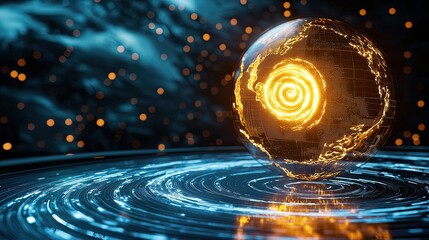 Highlighting the Role of Meteorology in Disaster Preparedness visualized as an emergency broadcast station with a glowing map of hurricane paths, emphasizing real-time updates and alerts