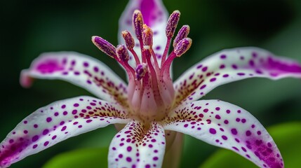 A stunning macro photograph of a lily, showcasing its intricate details and vibrant colors. Blurred background, used as background and product display.