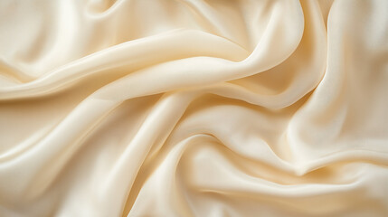 Fototapeta premium Elegant beige silk fabric with flowing folds