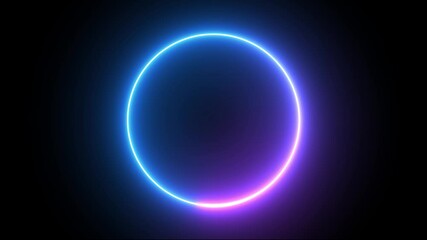 Beautiful colorful neon circle frame loading icon on black background. Neon circle loading icon animation.