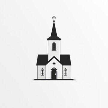 recommend clip art: Simple Black and White Church Building Illustration