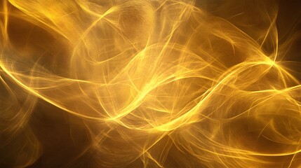 Dynamic golden waves flowing abstract background digital art ethereal environment upward perspective energy concept