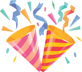 illustration of birthday Confetti and Streamers, perfect for children or kid birthday theme