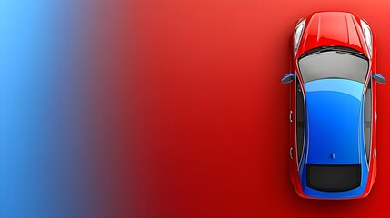 Naklejka premium Dynamic car design from above modern studio high-contrast visuals aerial perspective
