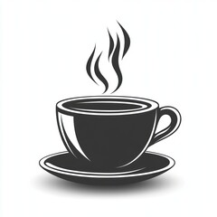 Fototapeta premium A steaming cup of coffee sits on a saucer