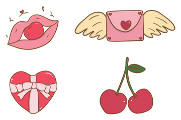 Set of elements for Valentine's Day. Valentine's Day love letter and email icons set for web and graphic design.