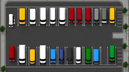 Parking lot vehicles urban area aerial view modern infrastructure transportation layout