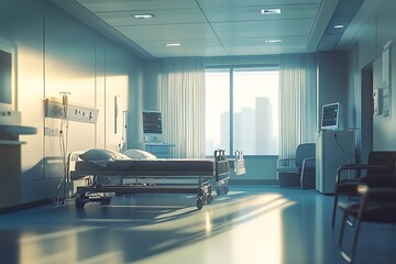 Empty bed in a hospital room