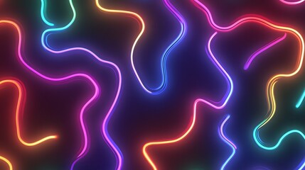 Dynamic neon wave patterns abstract digital art creative design dark background colorful vividness