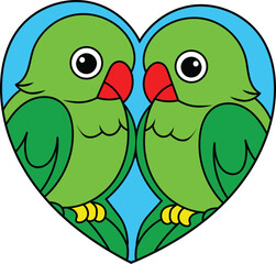 Lovebirds in Heart-Shaped Frame Vector Design