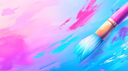 Fototapeta premium Creative brush strokes art studio digital artwork bright colors close-up artistic expression