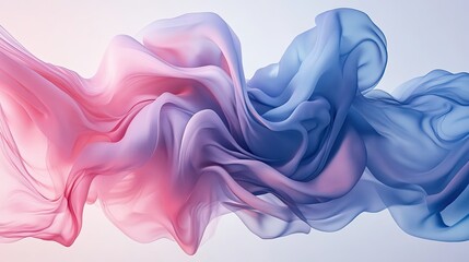 Obraz premium Smooth, liquid-like gradient forms in blue and pink tones, blending seamlessly in an ethereal, abstract composition.
