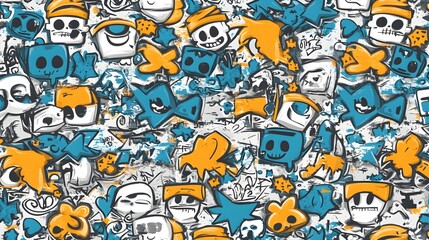 Vibrant street art mural urban location graphic design colorful environment close-up view creative expression