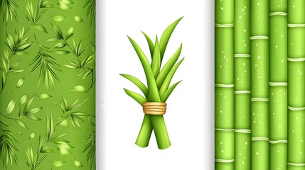 Obraz premium Bamboo and grass patterns for background design natural environment digital artwork green palette