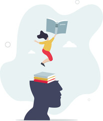 Lifelong learning and literature reading for education.Personal development and experience improvement with never stop learning mindset.flat characters.