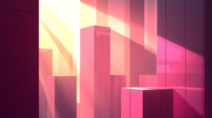 Naklejka premium Sunlit geometric structures abstract urban environment digital art futuristic design