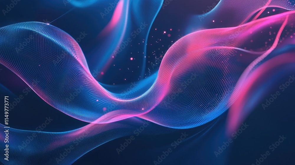 Poster big data analytics in a digital futuristic setting with swirling lines, blue tones, and algorithmic 