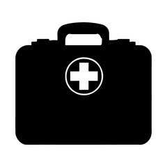 Aid kit medical silhouette vector illustration on white background