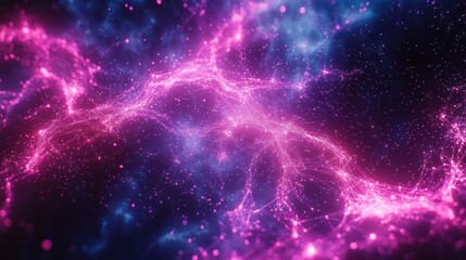 Abstract cosmic nebula with pink and blue energy.