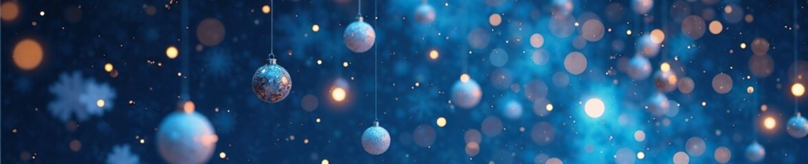 Obraz premium An abstract defocused night sky with white silvery Christmas balls scattered across the sky like confetti in a celebratory atmosphere, balls, festive