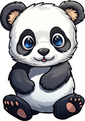 Obraz premium Adorable Sitting Panda Sticker