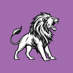  Lion Black and White Animal Symbol Design.