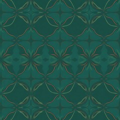 Fototapeta premium Emerald Green Floral Pattern: Seamless textile design featuring an intricate, repeating pattern of stylized floral motifs in shades of emerald green and teal. Perfect for fashion, home decor.