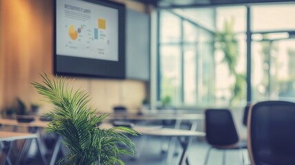 A touch-enabled presentation screen in a conference room, allowing users to swipe through slides and make annotations