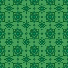 Fototapeta premium Emerald Green Geometric Pattern: A captivatingly intricate and seamless pattern with emerald green tones, featuring a repeating design of stylized stars and swirls.