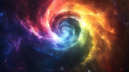Fototapeta premium Cosmic swirl action outer space digital art vibrant galaxy wide angle abstract universe concept