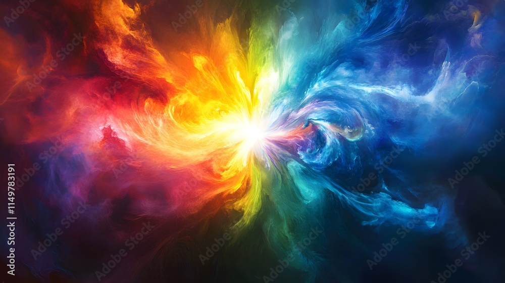 Poster dynamic color explosion in abstract art digital creation vibrant background artistic perspective vis