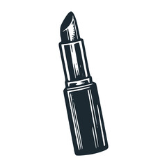 The lipstick. Black white logo icon vector isolated. 