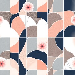 Abstract Floral Tile Pattern 