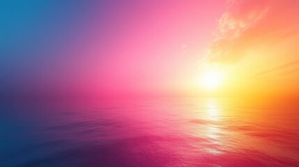 Obraz premium Vibrant sunset over calm ocean, colorful sky reflecting on water.