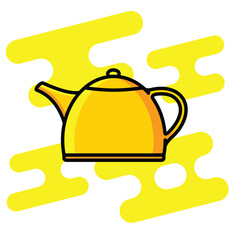 Unique and modern yellow teapot vector illustration, isolated on white background
