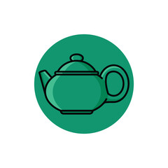 Classic and unique green teapot vector illustration, isolated on white background