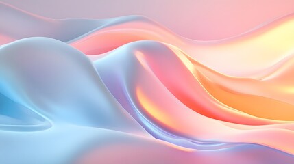 Fototapeta premium Flowing abstract waves digital art soft pastel colors calm environment artistic perspective fluid concept for design