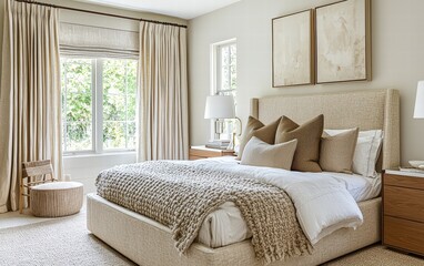 Scandinavian-inspired bedroom with clean lines, soft textures, and a neutral color palette