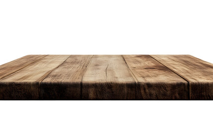 Wooden platform with rich natural tones and smooth surface, suitable for showcasing products or organic designs. Isolated on transparent background