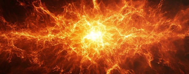 Explosive Fiery Inferno with Scorching Bright Flames and Sparks of Intense Heat and Energy