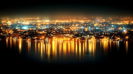 Obraz premium City nightscape illuminated by city lights urban area photography night aerial view vibrant atmosphere