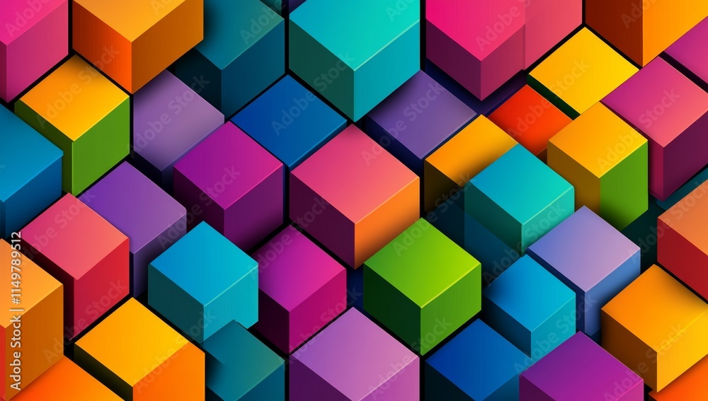 Poster colorful image of blocks in various colors. the blocks are arranged in a way that creates a sense of