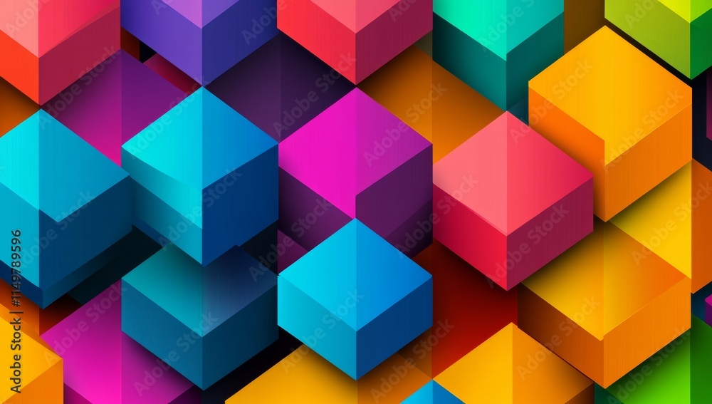 Poster colorful image of blocks in various colors. the blocks are arranged in a way that creates a sense of