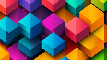 Obraz premium Colorful image of blocks in various colors. The blocks are arranged in a way that creates a sense of depth and dimension. The image conveys a feeling of creativity and playfulness