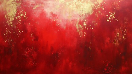 A vibrant red canvas with golden accents and dust, evoking richness and sophistication