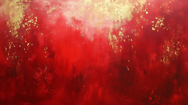 A vibrant red canvas with golden accents and dust, evoking richness and sophistication