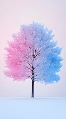Obraz premium Vibrant Frosted Tree in Soft Pastel Colors